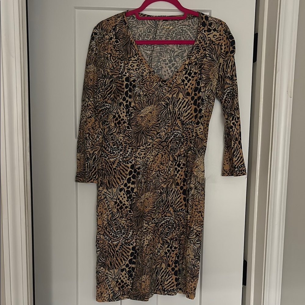 Lilly Pulitzer EUC Tessa Walk on the Wild Side 3/4 sleeve dress Size S